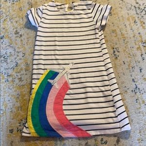 Mini Boden T Shirt Graphic Dress Rainbow Airplane